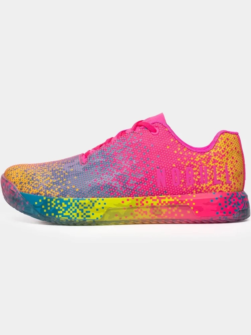 NOBULL | Unisex Bright Pink/Rainbow Glitch Training Shoe Pink Laces Mens 8.5 W10 - Picture 2 of 16